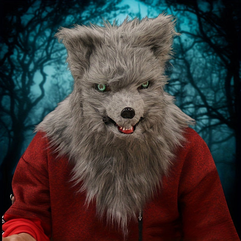 Men's Halloween Mask Movable Mouth Full Head Plush Animal Mask