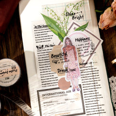Retro English Word Plant Base Bag DIY Sticker PET Tape