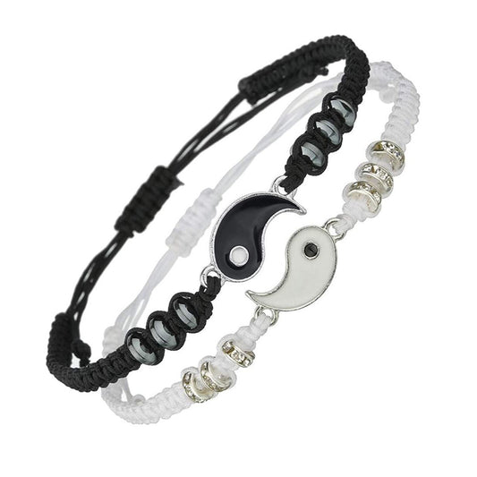 2pcs Kids BBF Bracelets For 2 Matching Yin Yang Cord Bracelets