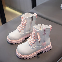 Heart Pattern Winter Boots for Girls Preppy Style Warm and Comfortable