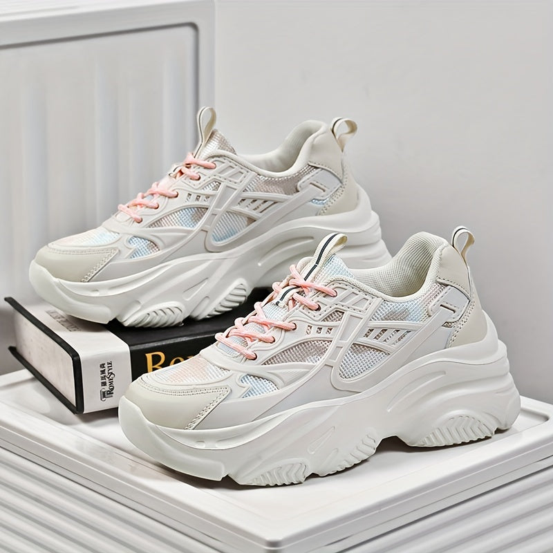 Women's Mesh Platform Sports Shoes Breathable Low Top Sneakers