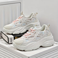 Women's Mesh Platform Sports Shoes Breathable Low Top Sneakers