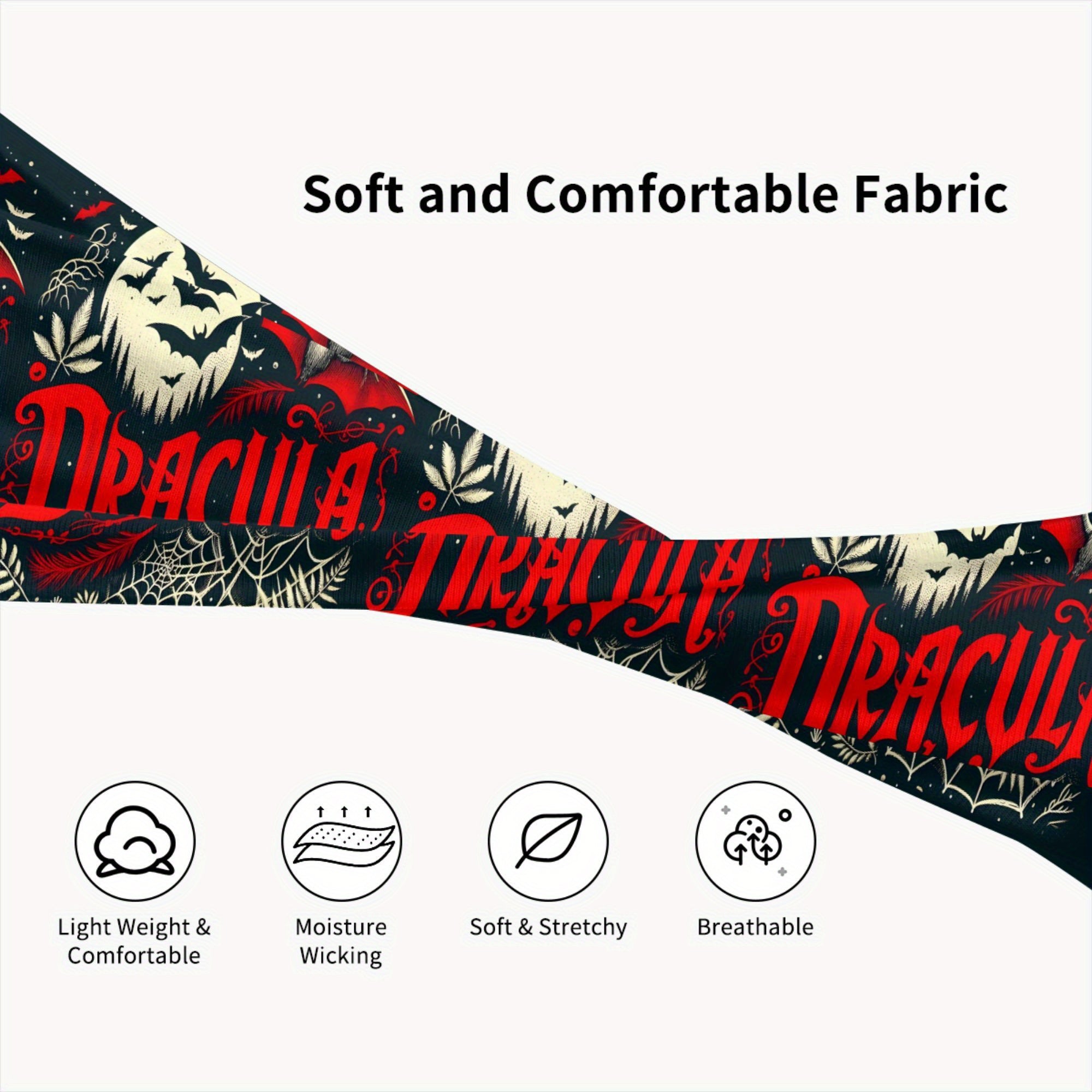 Dracula Bat Stretchy Headband Gothic Motifs Yoga Gym Running
