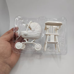 2pcs Dollhouse Furniture Set Dining Pushcart and Chair for Mini Fairy House