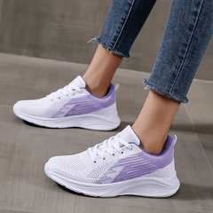 Women's Knitted Running Shoes Lace Up Sport Shoes Breathable Walking Shoes