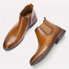 Men's Zipper Chelsea Boots Round Toe Ankle Boots