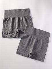 2pcs Solid Sports Shorts Stretchy Sexy Summer Fitness Workout Yoga Shorts