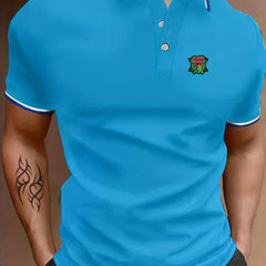 Men's Bloody Night Print Polo Shirt Casual Lapel Button Up Short Sleeve