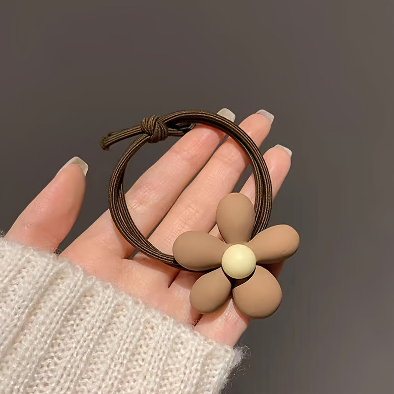 2pcs Flower Hair Ties High Elastic Rubber Hair Band