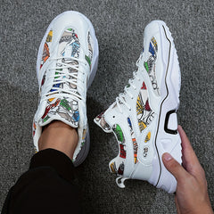 Number Print Lace Up Running Shoes Unisex Height Increased Casual Sneakers
