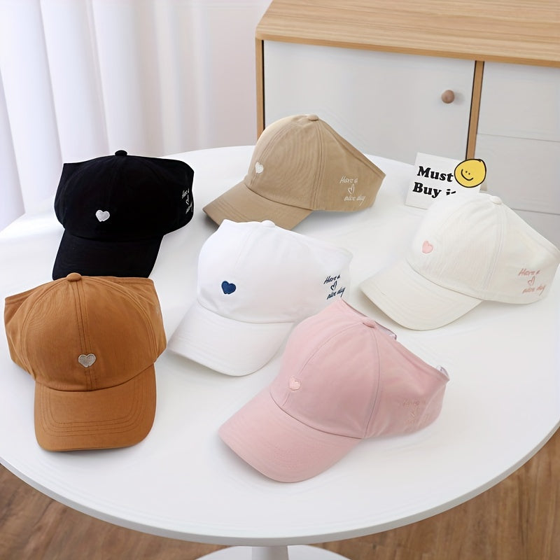 Embroidery Heart Pattern Baseball Cap Children's Empty Top Hat