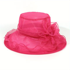 Wide Brim Organza Sun Hats Candy Mesh Breathable Bucket Hat Lightweight