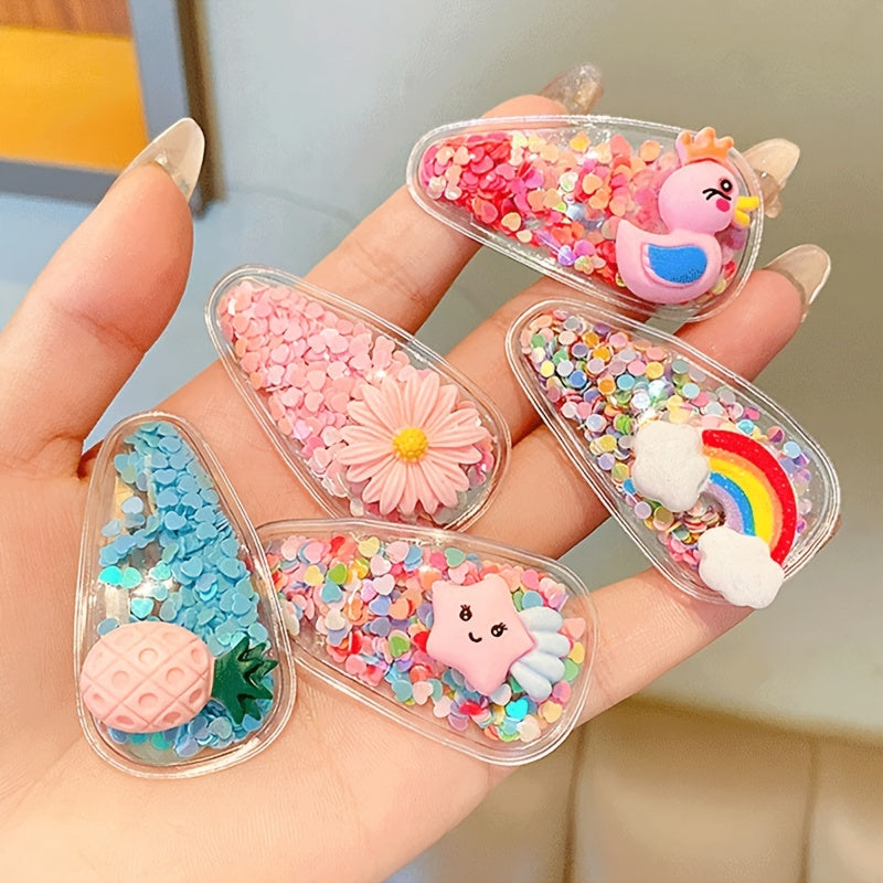 5pcs Sequin Transparent Hair Clips For Girls Hair Accessories