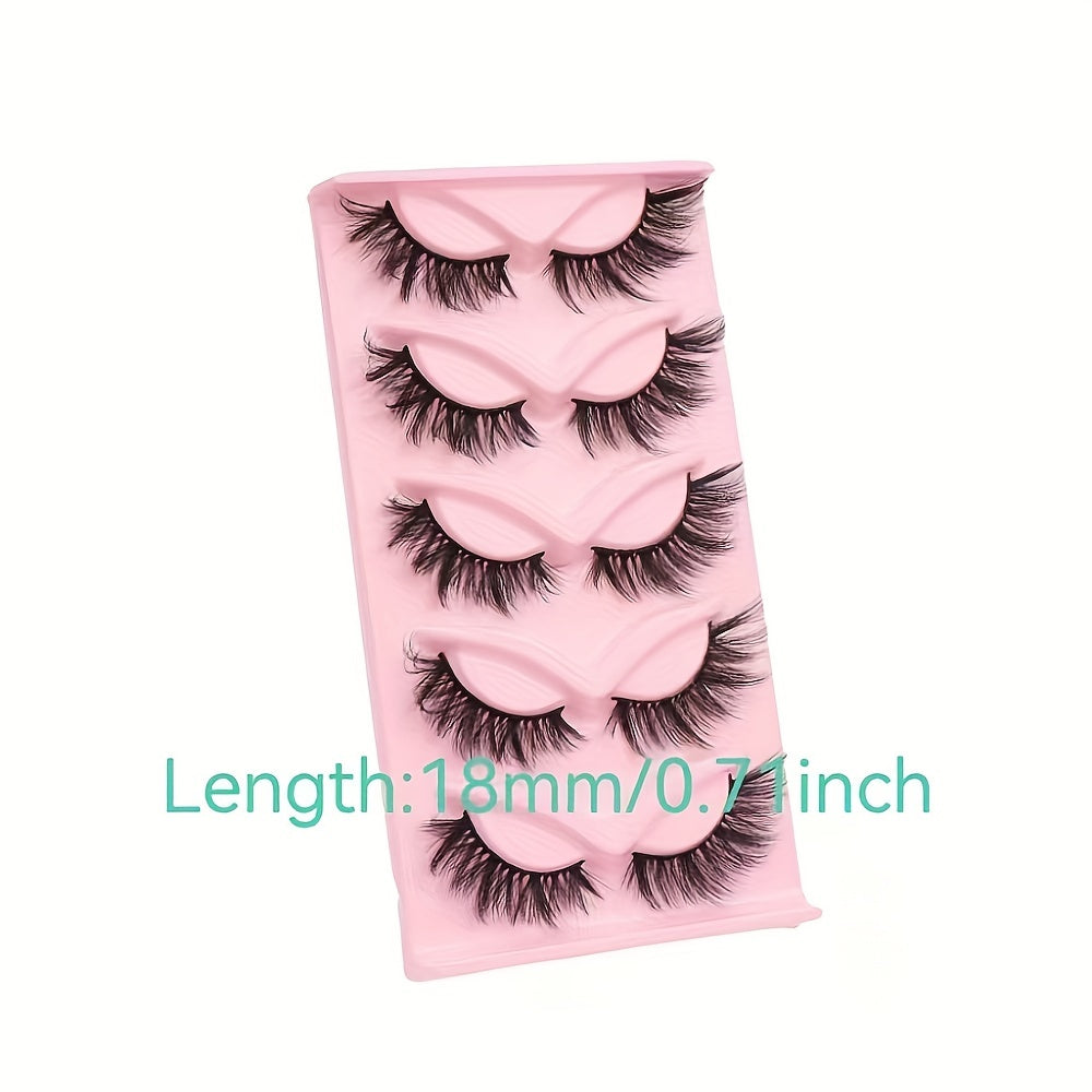 5 Pairs Faux Mink 3D False Eyelashes Natural Cat Eye Curling Thick Eyelashes