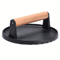 Durable Cast Iron Meat Press Plate for BBQ and Grilling
