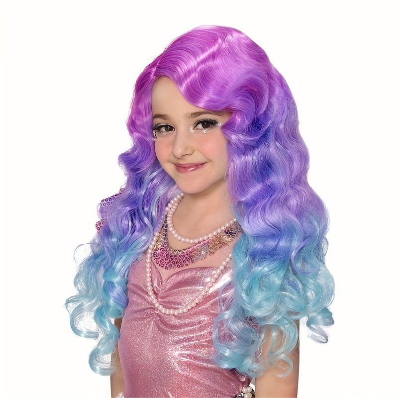 Girl's Mermaid Cosplay Wig for School Performance