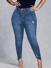 Sexy Jeans Women's Plus Ripped High Rise Skinny Jeans