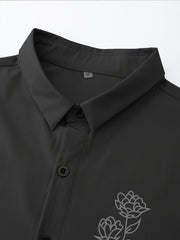 Flower Print Men's Short Sleeve Shirt For Summer Vacation