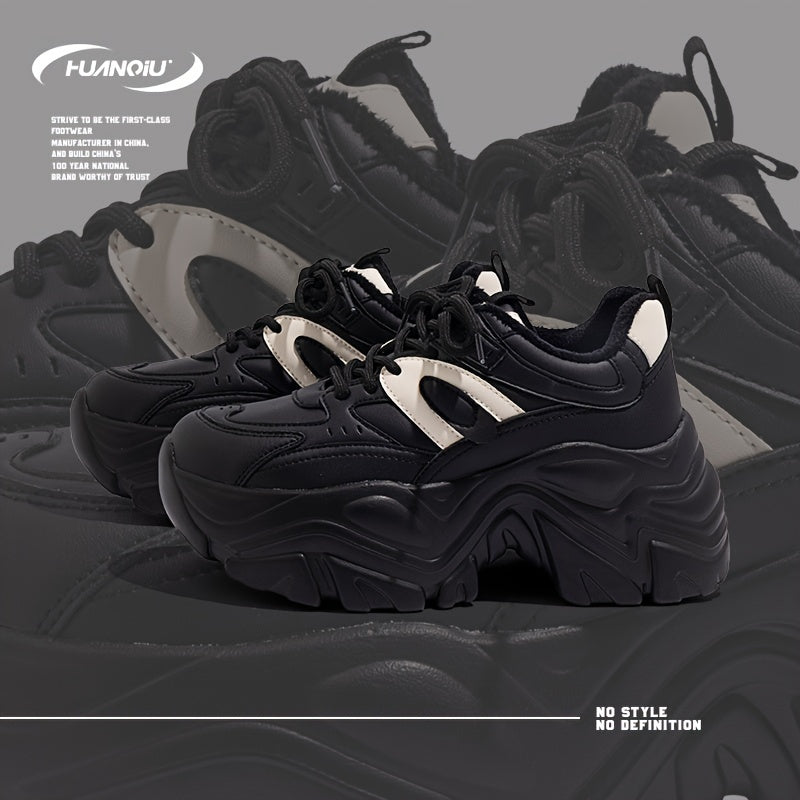 Women's Lace-Up Chunky Sneakers - Comfy & Warm - Dad Shoes