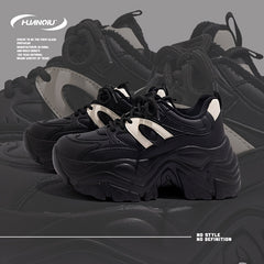 Women's Lace-Up Chunky Sneakers - Comfy & Warm - Dad Shoes