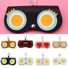Portable Hanging Glasses Storage Bag PU Leather Sunglasses Cover Cartoon Holder