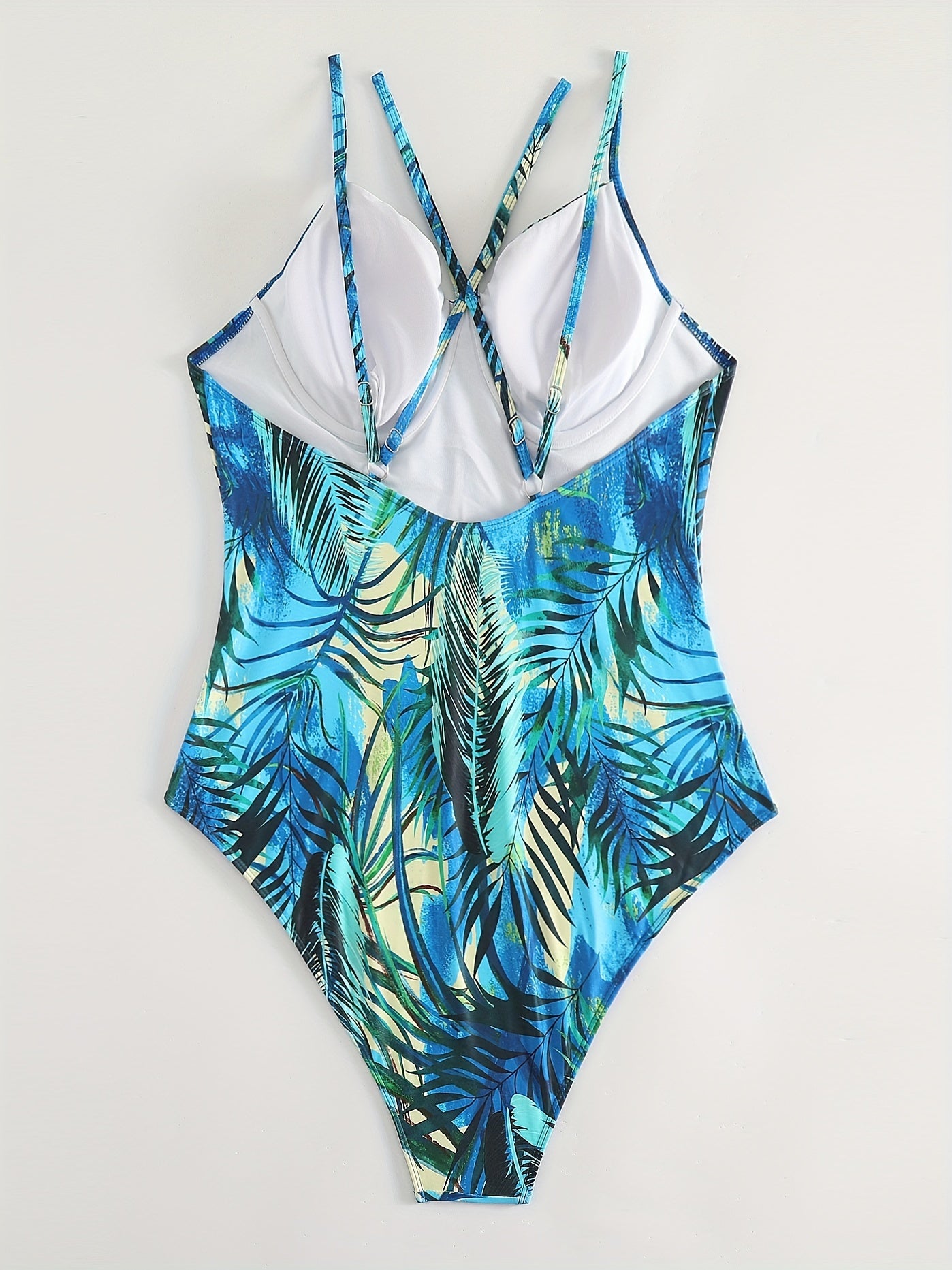 Tropical Print Halter One Piece Swimsuit