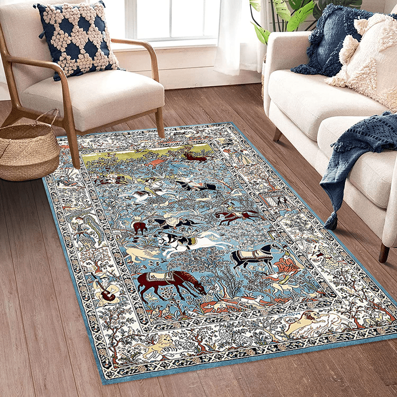 Boho Style Vintage Area Rug Soft Washable Anti Skid Living Room Carpet