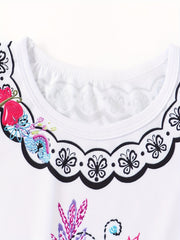 Girls Princess Dress Flowers Print Costume Dress Up Birthday Party
