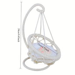 Handwoven Dollhouse Hanging Chair & Pink Twine Doll Swing