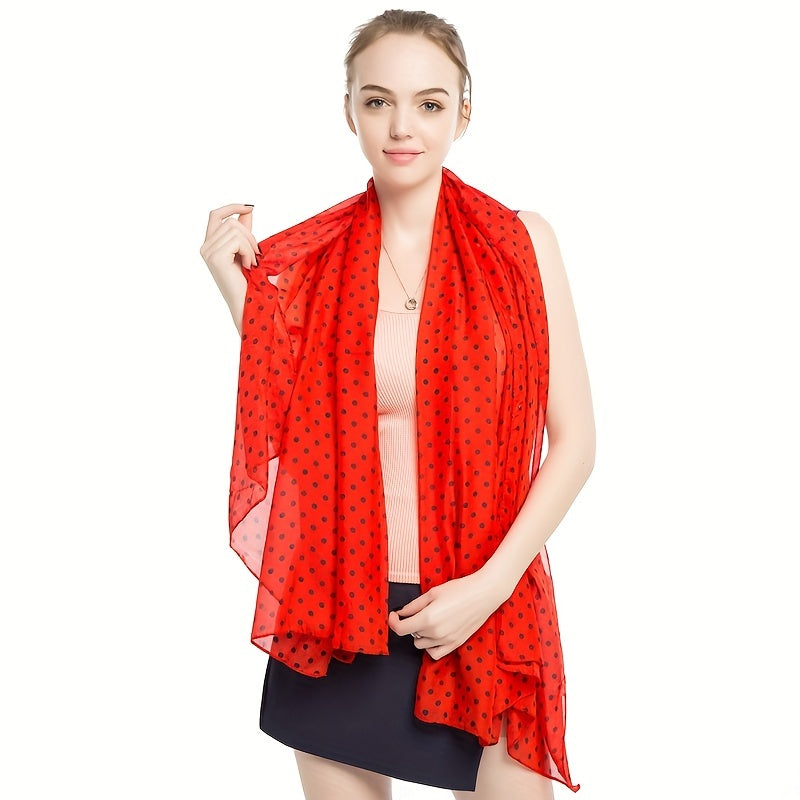Dotted Chiffon Shawl Bikini Cover Up Windproof Cape