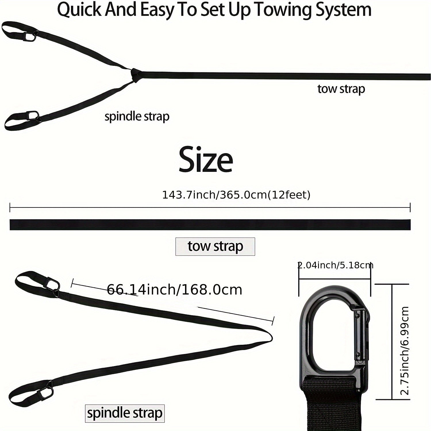 Heavy Snowmobile Tow Strap w/ Two Hook Emergency Off Tow Rope Snowmobile Accesso