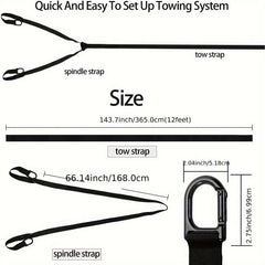 Heavy Snowmobile Tow Strap w/ Two Hook Emergency Off Tow Rope Snowmobile Accesso