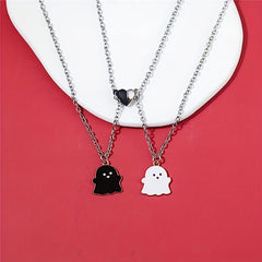 8pcs Magnetic Skull Pumpkin Ghost Pendant Necklace Set Halloween Jewelry