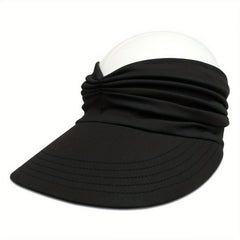 Ruched Ponytail Sun Visor Hat UV Protection Summer Sports Travel Beach Hat