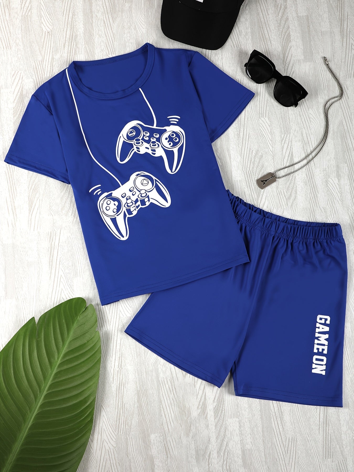 Boy's Gamepad Pattern T-shirt & Shorts Set - Summer Casual Outfit