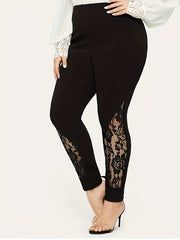 Lace Stitching Skinny Leggings - Women's Sporty Clothing