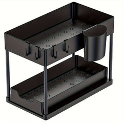 2 Tier Sliding Cabinet Basket Organizer - Under Sink Storage