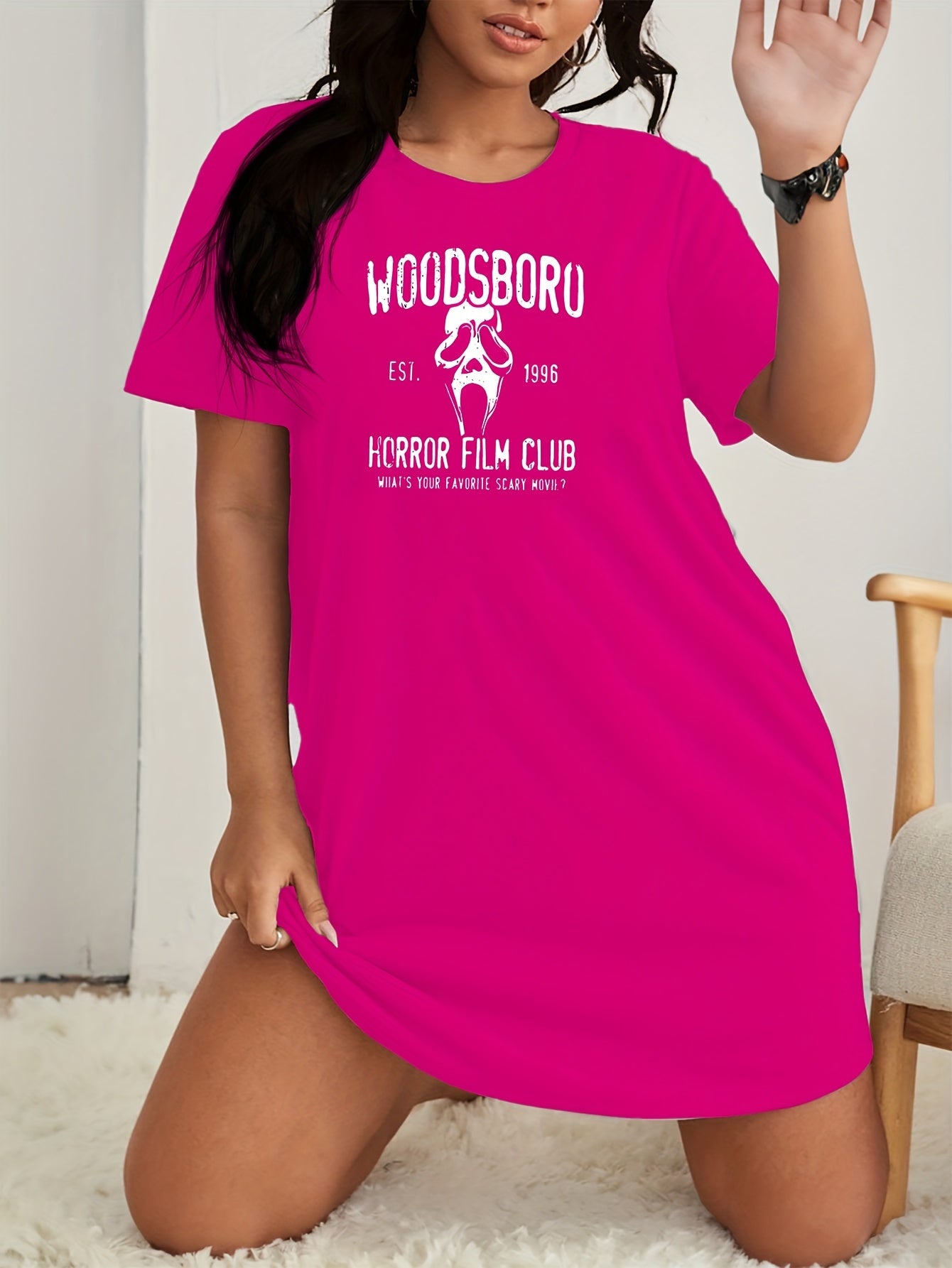 Plus Size Sexy Grim Reaper Lounge Dress Short Sleeve Tee Sleep Dress