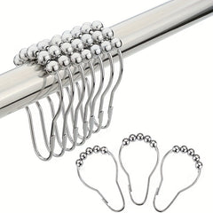 12pcs Stainless Steel Shower Curtain Hooks for Bathroom Shower Rods