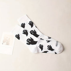 2 Pairs Cartoon Ghost Print Socks Halloween Mid Tube Socks Women's Stockings