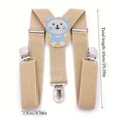 Beige Pink Children's Y-Shaped Cartoon Suspender Harness