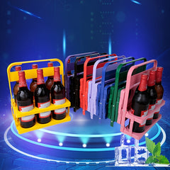 Portable 6 Bottle Plastic Folding Wine Rack Beer Basket