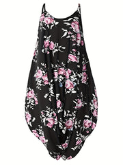 Women's Plus Floral Print V Neck Cami Jumpsuit