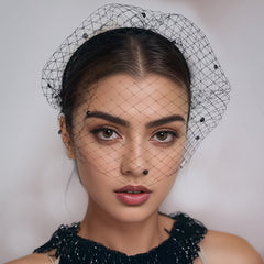 Vintage Bridal Veil Headband Beaded Royal Court Style for Weddings & Parties