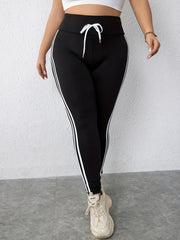Striped Side Waistband Skinny Leggings