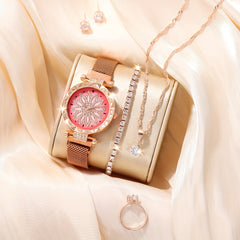 Student Rhinestone Watch & Rose Jewelry Set