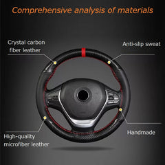 Red Mark Micfiber Carbon Fiber Leather Car Steering Wheel Cover