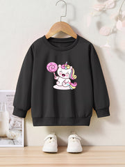 Lollipop Unicorn Graphic Crew Neck Sweatshirt for Kids