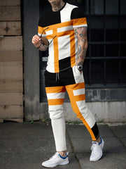 Men's Printed T-Shirt Joggers Set For Fitness