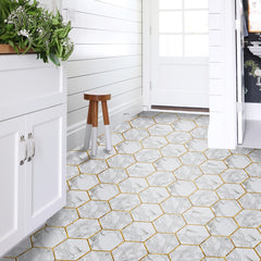 10pcs Hexagon Tile Stickers Kitchen Waterproof Self adhesive 9.05x7.87in